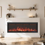 50 inch WiFi Wide Recessed and Wall Mounted Electric Fireplace for Bedroom
