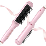 Ionic Hair Straightener Brush, 4 Temps & 30s Heating&Auto-Off, Anti-Scald Ceramic Straightening Comb