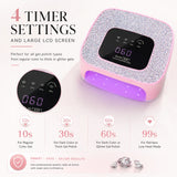 Rechargeable UV/LED Nail Lamp with Auto Sensor, Portable Cordless Gel Nail Dryer Light 4 Timings & Diamond LCD Screen, UV Light for Gel