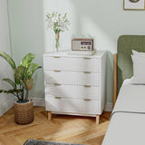 4 Drawer Dresser for Bedroom, Fluted Chest of Drawers