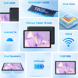 C107 Android 14 Tablet 10.1 Inch 10GB RAM 128GB ROM 1TB Expand