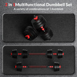 Fitvids 60LB 2-in1 Portable Changeable Dumbbell and Barbell Kettlebell Set With Adjustable Weights Fitvids