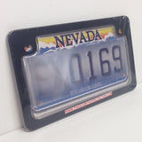 1st Gen. PTP Motorcycle Clear License Plate Cover Shield & Black Metal Frame Combo