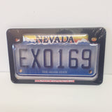 1st Gen. PTP Motorcycle Clear License Plate Cover Shield & Black Metal Frame Combo