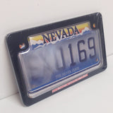 1st Gen. PTP Motorcycle Clear License Plate Cover Shield & Black Metal Frame Combo