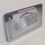 1st Gen. PTP Motorcycle Clear License Plate Cover Shield & Chrome Metal Frame Combo