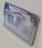 1st Gen. PTP Motorcycle Clear License Plate Cover Shield & Chrome Metal Frame Combo