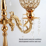 Gold Crystal Candle Holders for Wedding Party Home Decoration, 5 Arms