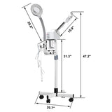 2 in 1 Facial Steamer Ionic Ozone Facial Steamer on Wheels with 5X Magnifying Lamp Hot Mist