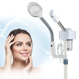 2 in 1 Facial Steamer Ionic Ozone Facial Steamer on Wheels with 5X Magnifying Lamp Hot Mist