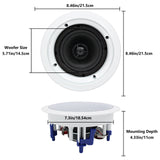 Herdio 5.25” Flush Mount Bluetooth Ceiling Speaker System Max Power 600 Watts Perfect For Humid