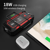 2500A Car Battery Starter Portable Power Bank 10W w/Wireless Charger, LED Light & Safety Hammer MD DC PRINT