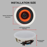 Herdio 6.5" 4 PCS Ceiling Speakers Home recessed Speaker System Max Power 600 Watts for Kitchen