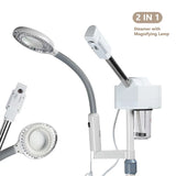 2 in 1 Facial Steamer Ionic Ozone Facial Steamer on Wheels with 5X Magnifying Lamp Hot Mist
