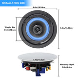 Herdio 320 Watts 2 Way Flush Mount Ceiling Speakers 4 Inches Perfect For Bathroom Kitchen