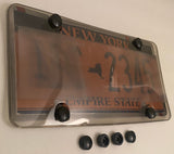 Phantom Tag Protector 1st Generation Tinted License Plate Privacy Shield + Black Bolt Caps