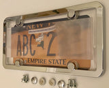 3rd Gen. Phantom Tag Protector Clear License Plate Cover & Chrome Frame w/Bolts & Bolt Caps