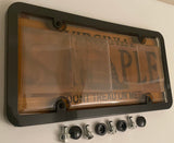 4th Gen. Phantom Tag Protector Tinted License Plate Cover & Black Frame w/Bolts & Bolt Caps