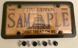 4th Gen. Phantom Tag Protector Clear License Plate Cover & Black Frame w/Bolts & Bolt Caps