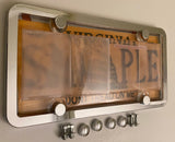 4th Gen. Phantom Tag Protector Clear License Plate Cover & Chrome Frame w/Bolts & Bolt Caps