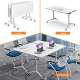 Large Meeting Podcast Table, 47.3 L x 23.6 W x 29.5 H, Wooden Training Table with Metal Legs for Office
