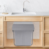 20L Each Dual Pull-Out Trash Can Easy Install Under Cabinet Kitchen Waste Bin with 2 Bins Slide out Recycling Garbage Can