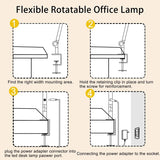 LED Desk Lamp with Clamp Flexible 4 sections Swing Arm Three light sources desk light