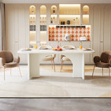 Tribesigns Modern White Dining Table for 4-6 People, 63" Large Rectangle Kitchen Table with Arch Design Legs,