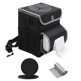 Portable Car Trash Bin With Lid, Leakproof Bag, Hanging Pockets, Adjustable Tissue Dispenser And Mounting Straps