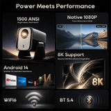 LYNCast Smart Projector with WIFI6 and Bluetooth5.4, 8K Support, X5AS,