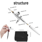 Airbrush Makeup Machine Kit with Air Compressor 0.4mm Needles and Nozzle Air Spray Gun