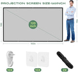 Projector Screen 120in 4K HD Foldable Anti-Crease Portable for Home Theater