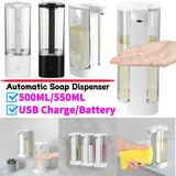 Automatic Liquid Soap Dispenser Smart Infrared Induction Liquid Dispenser Machine Battery/USB Charging 500/550ML Soap Dispenser