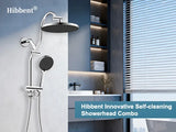 Self-cleaning Shower Head Combo, High Pressure 10'' Rain Showerhead