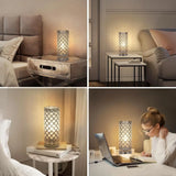 Crystal Table Lamp Touch Control Accent W/ Silver Lamp Shade For Kitchen