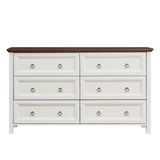 Farmhouse 6-Drawer Dresser, rustic wood storage cabinet for bedroom