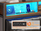King Bed Frame, King Size Bed Frame Built in Charging Station & LED