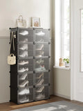 SONGMICS Shoe Rack, 10 Cubes With Doors, 40 Pair For Bedroom, Entryway