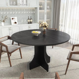 47 Inch Round Dining Table for 4-6 People Rustic Wood Circle Kitchen Table
