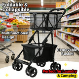 Portable Shopping Cart Multifunctional Collapsible Grocery Cart Removable Basket Personal Shopping Cart
