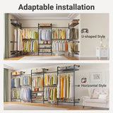U5 Expandable Wall Mounted Clothing Rack with 4 Expandable Hanger Rods