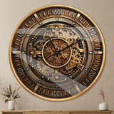 24' Wall Clock With Moving Gears Large Industrial Steampunk Metal Clock