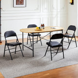 JHK Leather Padded Folding Chair 4 Pack Sturdy Metal Living Room Rocking Dinner Chairs Easy to Use