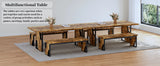 HIPIHOM 70.8" Wooden Dining Table with 2 Benches, Modern Set for 4-6 Person