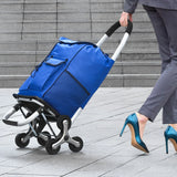 Stair Climbing Cart Foldable Shopping Cart 36L With 6 Wheels Storage Bag