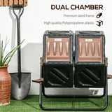 Rotating Composter, Dual Chamber Compost Bin with 24 Vents and Steel Legs
