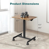 JHK Mobile Small Standing Desk Portable Computer Desk Laptop Height Adjustable Table Sitting Workstation Lockable Wheels