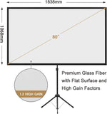 80 Inch Portable Projector Screen with Stand for Outdoor Movies, Lightweight