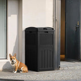 30 Gallon Outdoor Trash Can with Lid, Waterproof Resin Garbage Bin