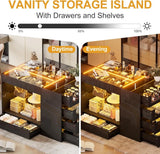 Glass Tabletop, Lights & Jewelry Organizer for Bedroom Dressing Room
